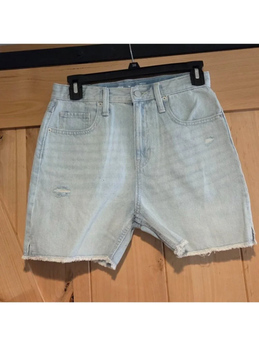 Old Navy Girls 12 Jean Shorts Slouchy Straight Cut Off Embroider Edgar Allen Po